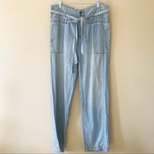Free People High Rise Wide Leg Chambray Pants Oversized Size 0